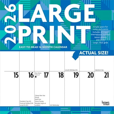 Large Print Matte Paper 2026 Plastic-Free Calendar