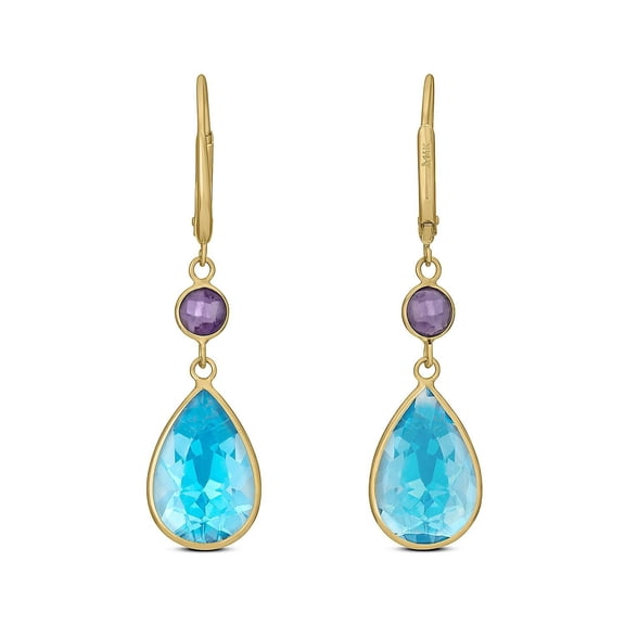 Multi-Gemstone Dangle Earrings in 14K Gold