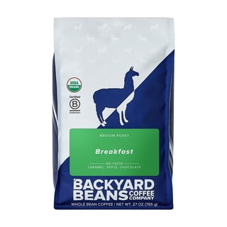 Backyard Beans Medium Roast Organic Whole Bean Coffee, Breakfast Blend, 27 oz.
