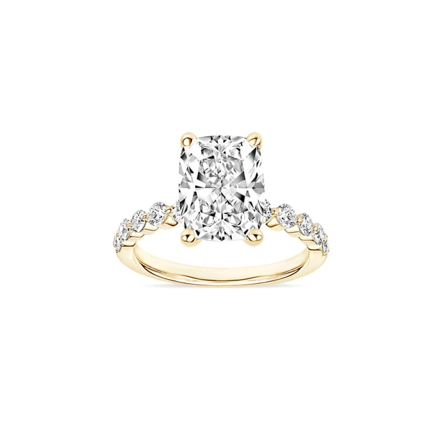 Lab Created 3.48 CT. T.W. Elongated Cushion Cut Pave Diamond Ring