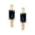 thumbnail image 2 of Emerald Cut Gemstone & 0.12 CT. TW Diamond Stud Earrings in 14K Gold, 2 of 4