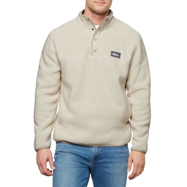 Eddie Bauer Men’s Ribbed Fleece Pullover Snap Front Top – Cozy & Classic