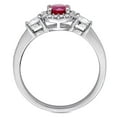 thumbnail image 5 of Ruby & White Sapphire with Diamond Accent 3-Stone Halo Ring in 14K Gold, 5 of 7