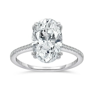 Lab Created Oval Cut Solitaire Semi-Eternity Diamond Ring in 18K Gold