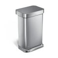 thumbnail image 1 of simplehuman 12-Gal Rectangular Step Can with Liner Pocket, Brushed Stainless Steel with Grey Plastic Lid  & Code M Custom-Fit Liners, 60 pack., 1 of 7
