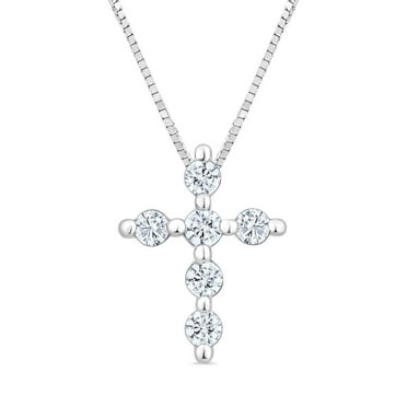 0.20 CT. T.W. Round Cut Diamond Cross Pendant Necklace in 14K Gold