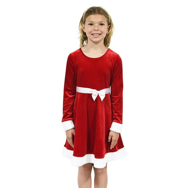 knee length dresses for ladies Poppy Kids Co Girls Santa Dress, Plaid | Size: 18M main image 0