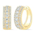 thumbnail image 1 of 1.00 CT. T.W. Round Cut Three Row Diamond Huggie Hoop Earrings in 14K Gold, 1 of 5