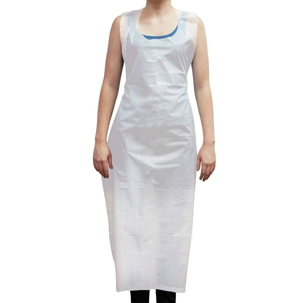 Kleen Chef Disposable Waterproof Poly Aprons, White 100 ct