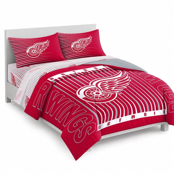 Logo Brands Detroit Red Wings Queen Bed-In-A-Bag Set