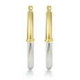 thumbnail image 4 of Two Tone High Polish & Textured Hoop Earrings in 14K Gold, 4 of 5