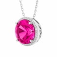 thumbnail image 2 of Lab Created Round Gemstone and 0.12 Diamond Halo in Serling Silver, 2 of 6