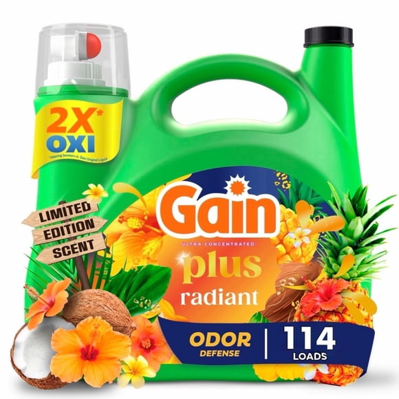 Gain Plus Liquid Laundry Detergent, Radiant, 114 Loads, 140 fl. oz.