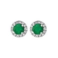 thumbnail image 2 of Round Cut Gemstone & 0.28 CT. T.W. Halo Diamond Stud Earrings in 14K Gold, 2 of 4