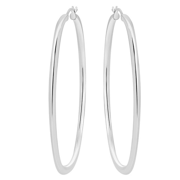Oval Squared Hoop Earrings in Sterling Silver