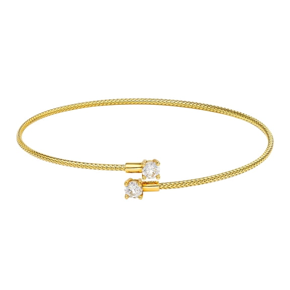 Lab Created White Sapphire Bypass Flex Bangle Bracelet in 14K Gold