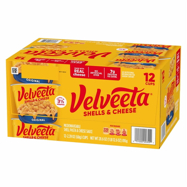 Velveeta Shells and Cheese Original Microwavable Sauce Cups, 2.39 oz., 12 ct.