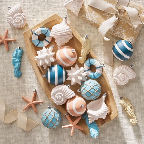 Member's Mark Coastal Shatterproof Ornament Collection, 52 Count