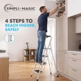 thumbnail image 2 of Simpli-Magic 4-Step Folding Ladder, White, ANSI Type III Certified, Lightweight Steel Step Stool with Extra-Wide Anti-Slip Steps and Locking Mechanism for Home, Office, Kitchen, Garage, 2 of 5