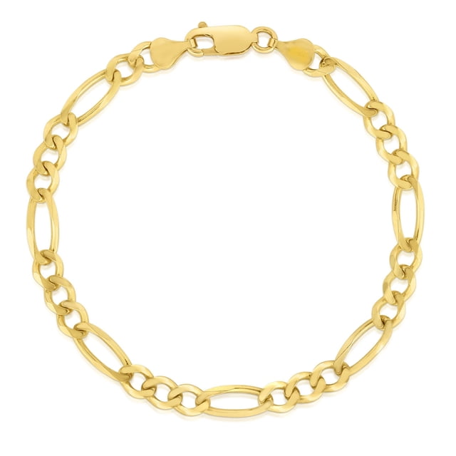 Solid Figaro Link Chain Bracelet in 14K Gold