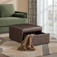 thumbnail image 1 of Studio Living Hailey Storage Ottoman in Brown Faux Leather, 1 of 8