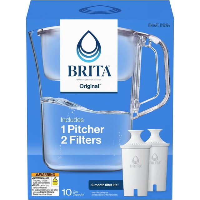 Brita Champlain 10 Cup Water Pitcher, 2 Filters