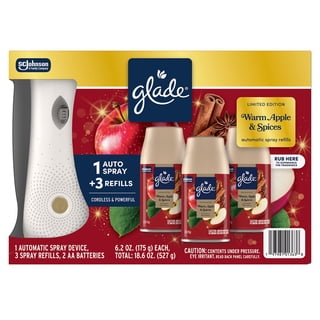 Glade Automatic Spray Refill, Air Freshener, Warm Apple & Spices, 1 Device + 3 Refills, 6.2 oz. Each