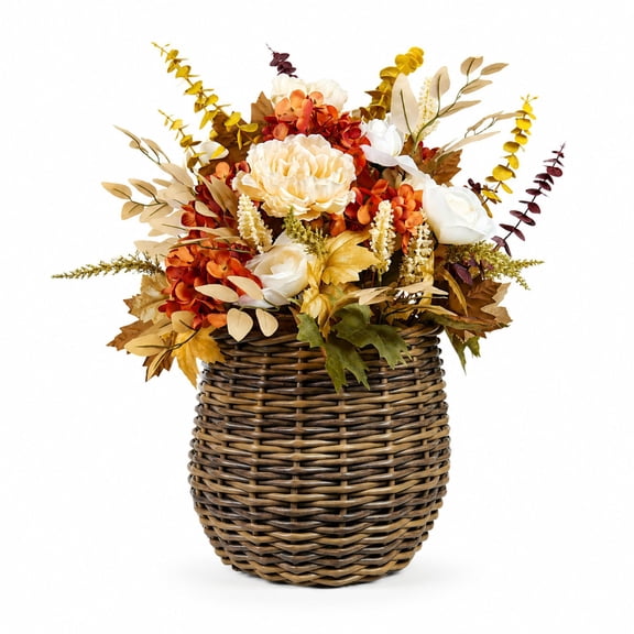 Artificial 36" Fall Baskets in Round Baskets, Assorted Colors