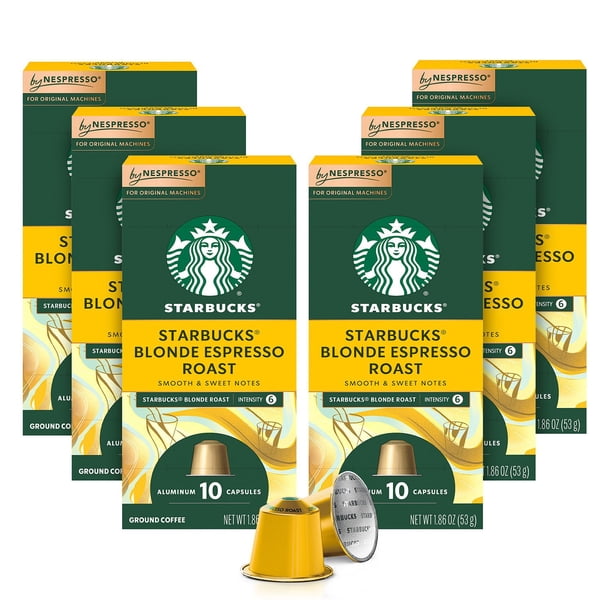 Starbucks by Nespresso Espresso Coffee Pods, Blonde Roast, 60 ct