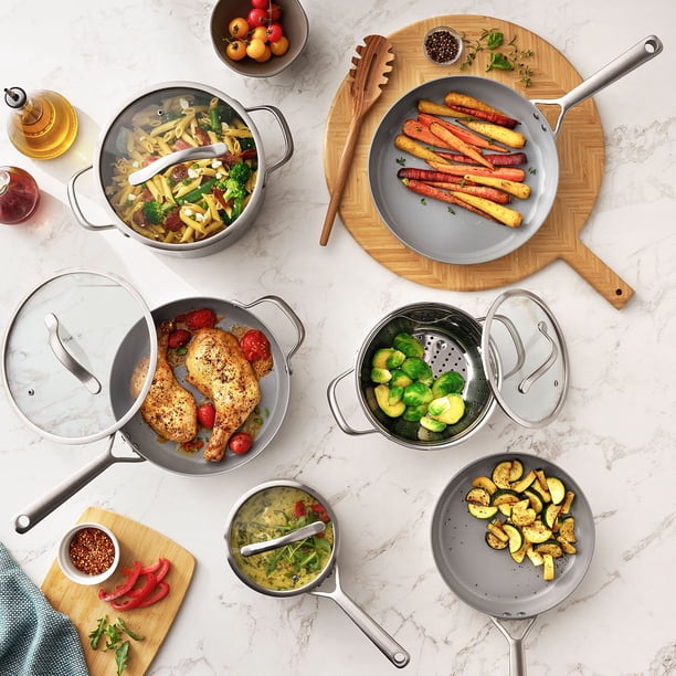 Member's Mark 11-Piece Modern Tri-Ply Cookware Set with Ceramic