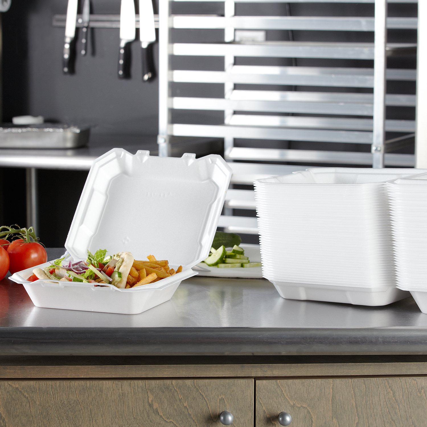 Hefty Supreme Foam Hinged Lid Container, 1-Compartment, 125 ct