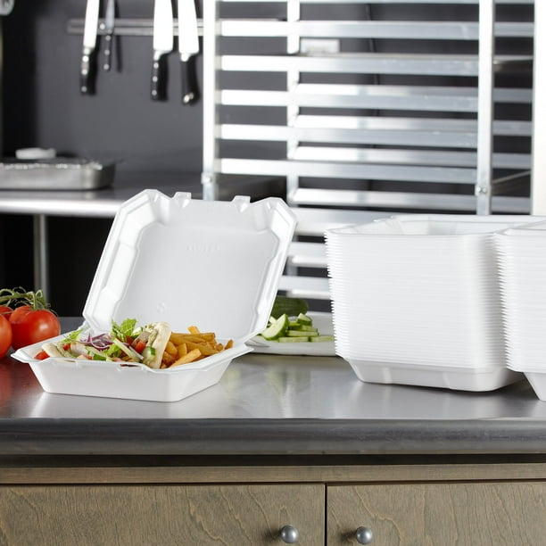 Hefty Supreme Foam Hinged Lid Container, 1-Compartment, 125 ct
