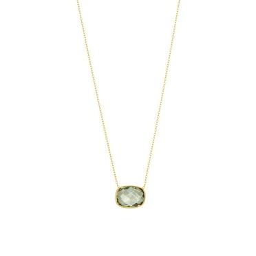 Cushion Cut Gemstone Bezel Set Necklace in 14K Gold