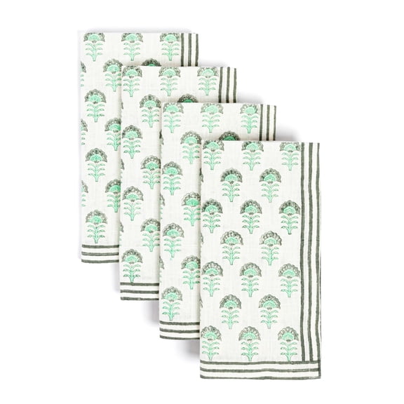 Over&Back 100% Linen Hand Blocked Napkins, Set of 4
