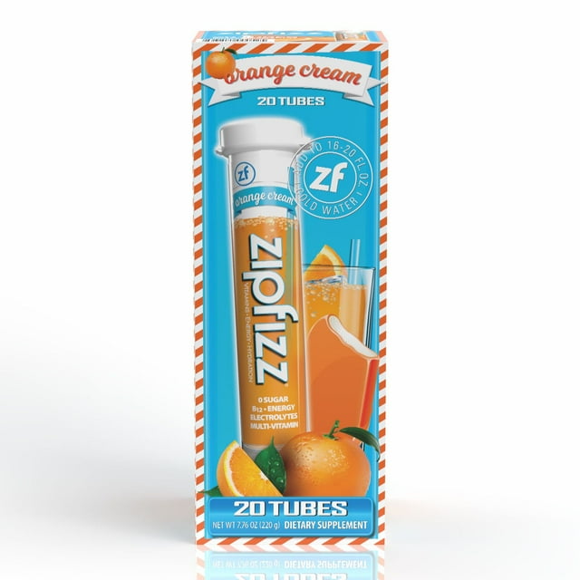 Zipfizz Energy Multi-Vitamin Hydration Drink Mix, Orange Cream, 20 ct.