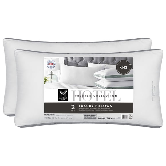 Member's Mark 2-Pack Hotel Premier Collection Bed Pillows, Assorted Sizes