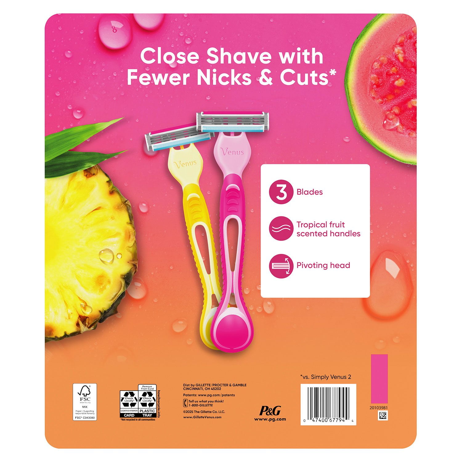 Venus Simply 3 Women's Disposable Razor, 3 Blade, 16 ct