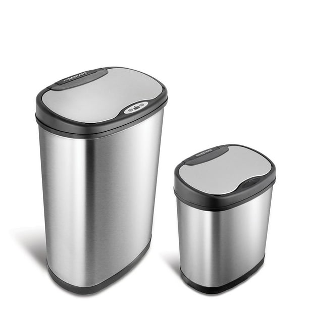 Nine Stars Combo Sensor Trash Can, Stainless Steel 13.2 gal
