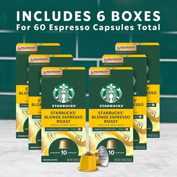 Starbucks by Nespresso Espresso Coffee Pods, Blonde Roast, 60 ct