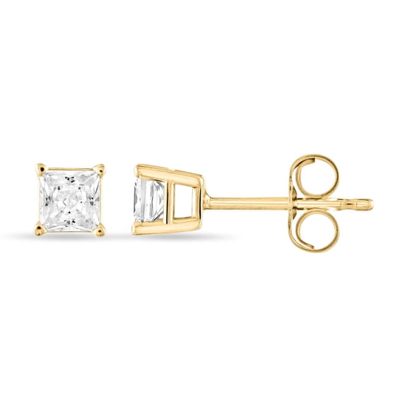 0.47 CT. T.W. Princess Cut Solitaire Diamond Stud Earrings in 14K Gold