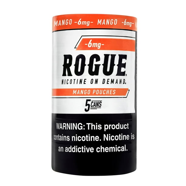 Rogue Oral Tobacco Nicotine Pouches, Mango, 6 mg, 5 cans, 20 pk