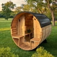 thumbnail image 1 of Backyard Discovery 2-4 Person Cedar Outdoor Barrel Sauna with Electric Heater & Porch, 1 of 6