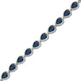 thumbnail image 2 of Pear Cut Lab Created Gemstone Halo Tennis Bracelet in Sterling Silver, 2 of 5