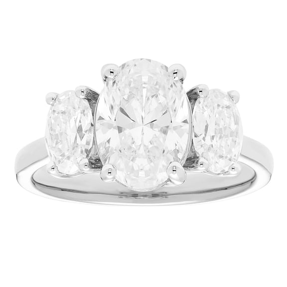 3.00 CT.T.W. Lab Created Oval Cut 3 Stone Diamond Ring in 14K Gold