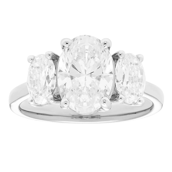 3.00 CT.T.W. Lab Created Oval Cut 3 Stone Diamond Ring in 14K Gold