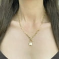 thumbnail image 3 of Padlock Toggle Paperclip Chain Pendant Necklace in 14K Gold, 3 of 6