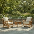 thumbnail image 3 of Cambridge Casual Salinas Teak Rocker Set with Tan Cushions, 3pc, 3 of 10