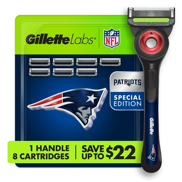 Gillette Labs NFL New England Patriots Men's Razor, Handle + 8