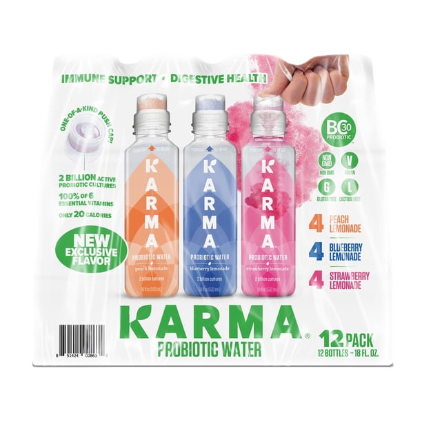 Karma Lemonade Probiotic Water Variety Pack, 18 fl. oz., 12