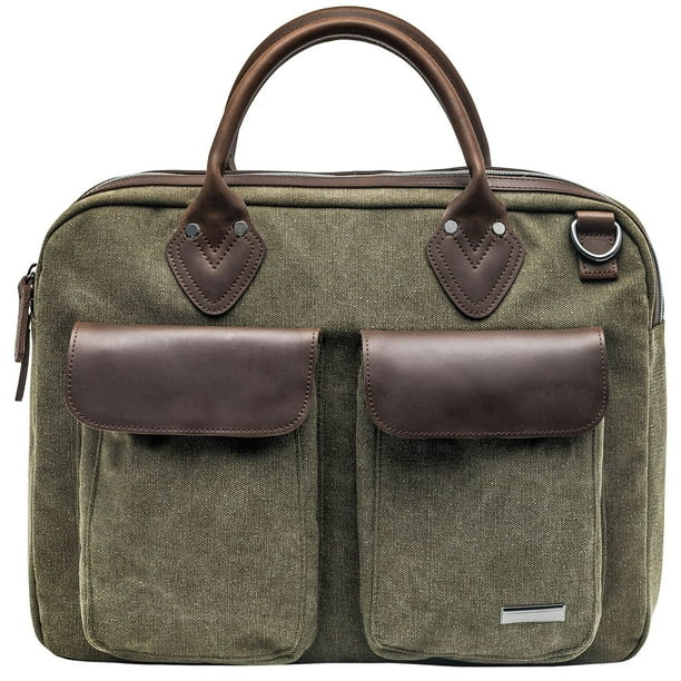 Renwick Canvas Briefcase with Genuine Leather Trim, Choose a Color